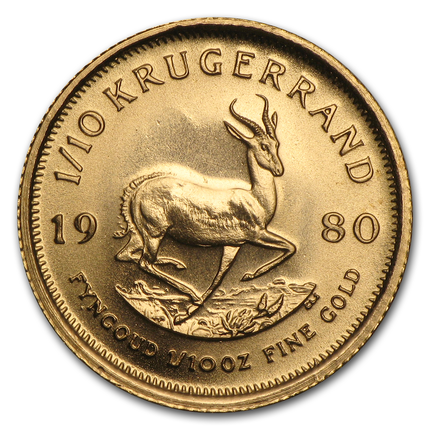 1980 AS SHOWN SOUTH AFRICA GOLD 1/10 OZ KRUGERRAND-GREAT BULLION COIN FOR PRICE